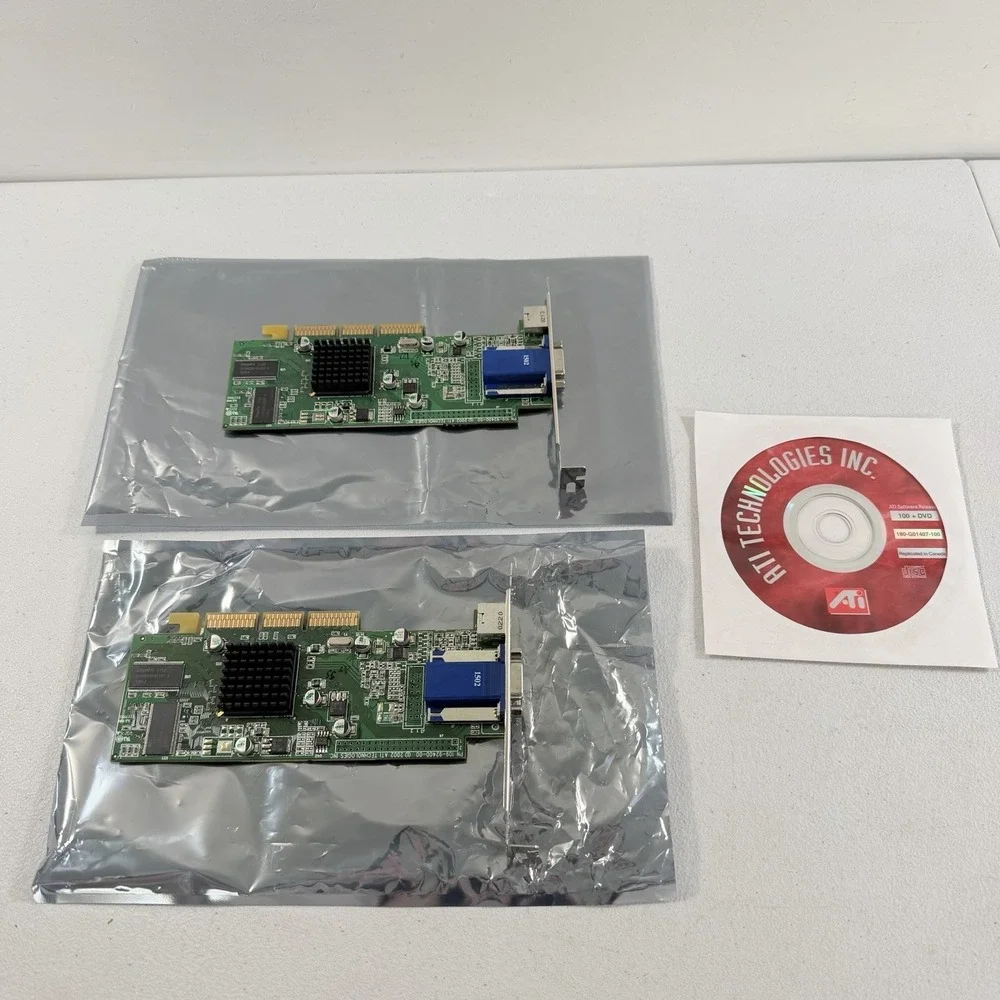 Lot‎ Of 2 ATI Radeon 7000 64MB DDR AGP VGA Computer Graphics Video Cards